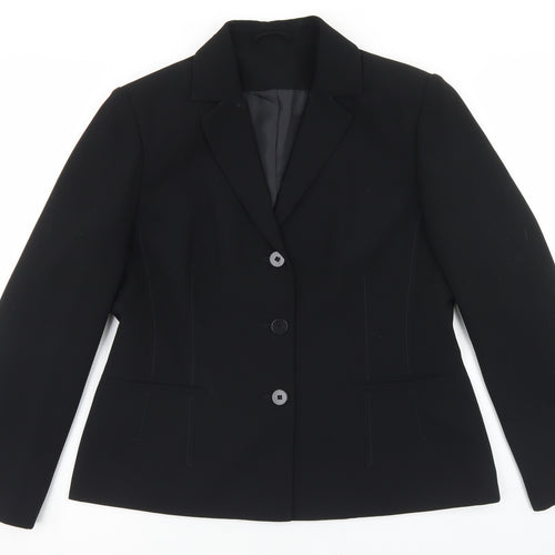 Preworn Womens Black  Polyester Jacket Blazer Size 14