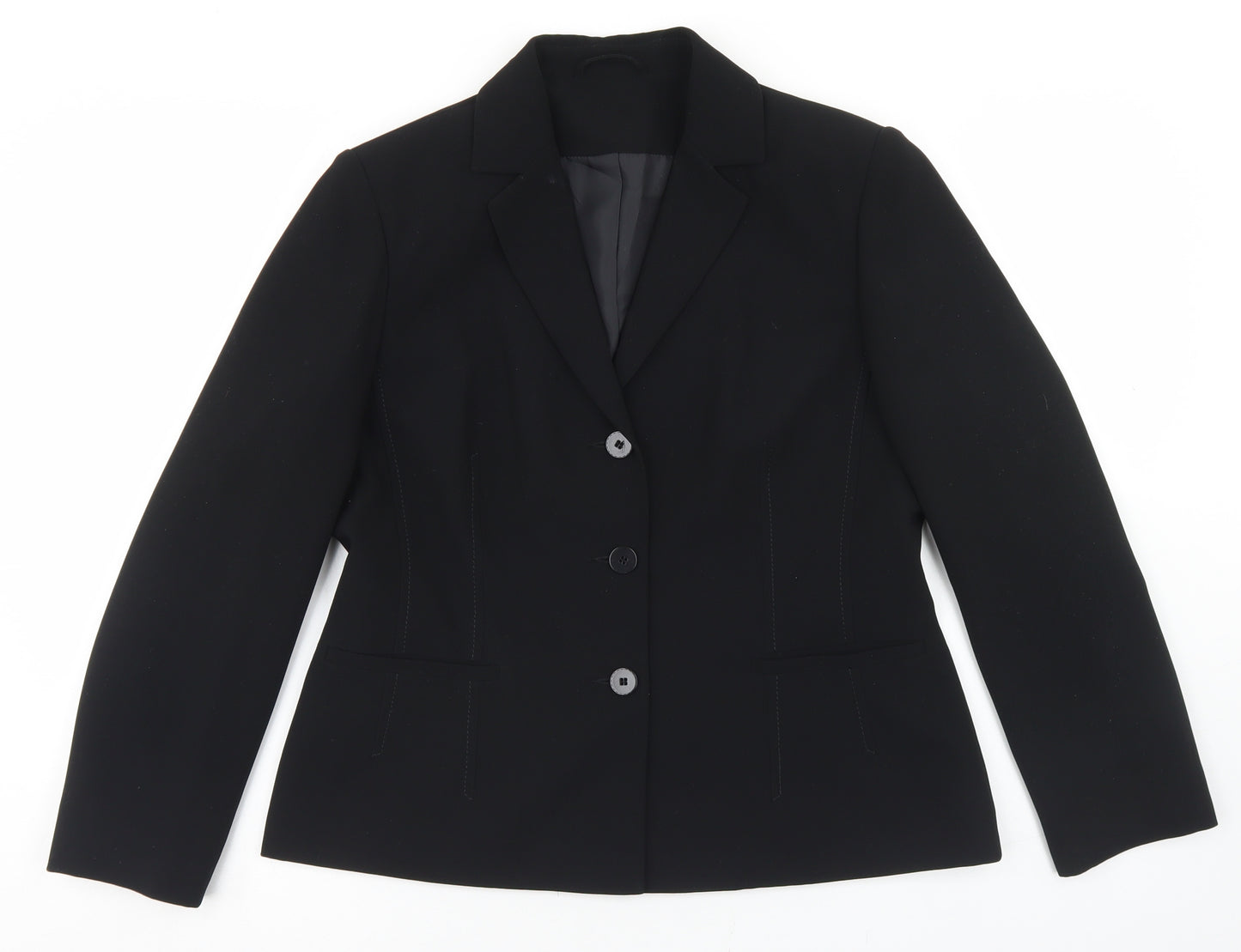 Preworn Womens Black  Polyester Jacket Blazer Size 14