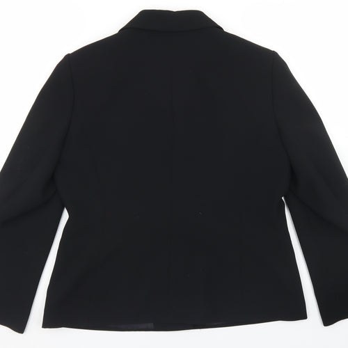 Preworn Womens Black  Polyester Jacket Blazer Size 14