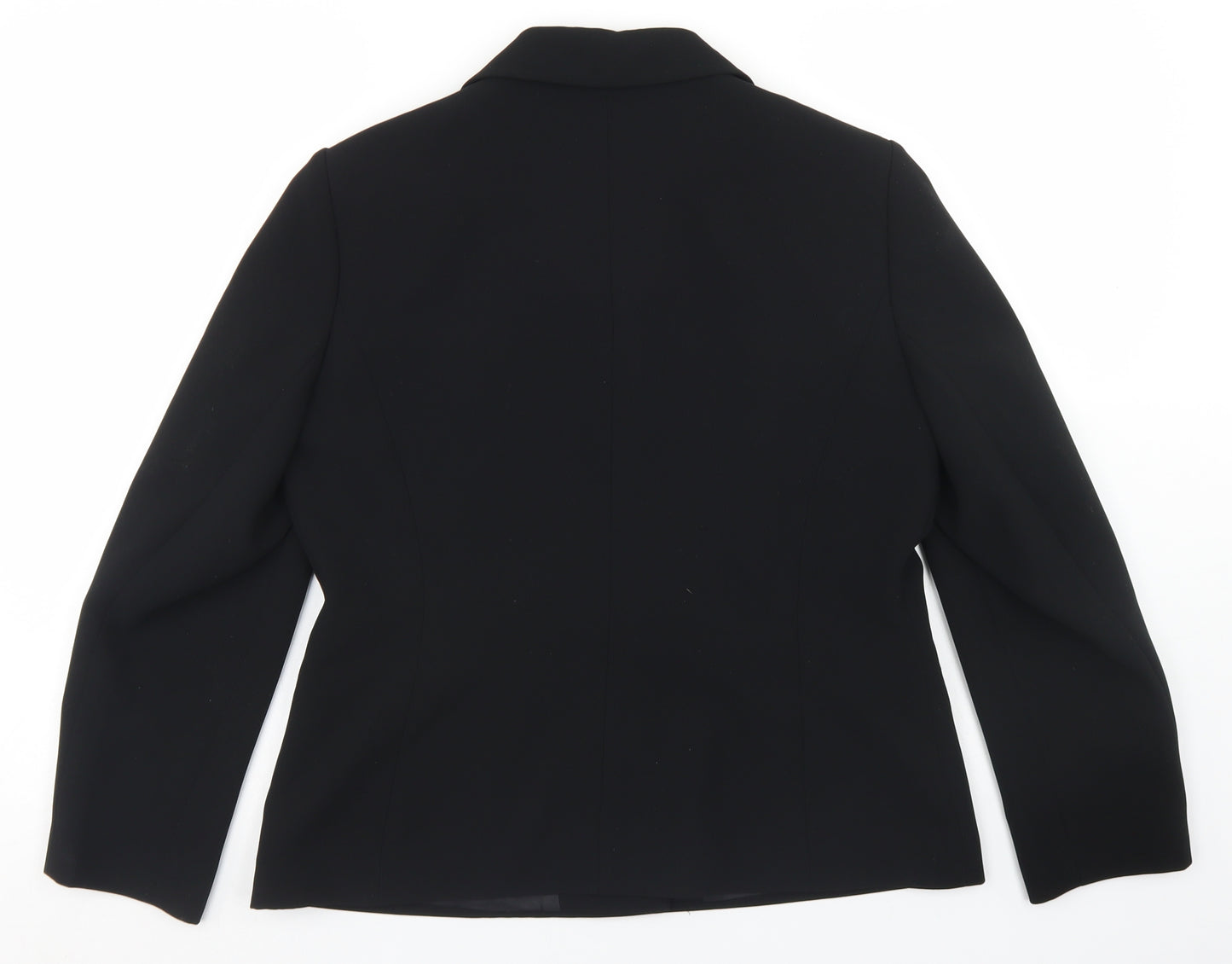 Preworn Womens Black  Polyester Jacket Blazer Size 14