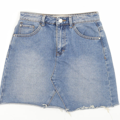 Denim Co Womens Blue  Cotton A-Line Skirt Size 6   Button