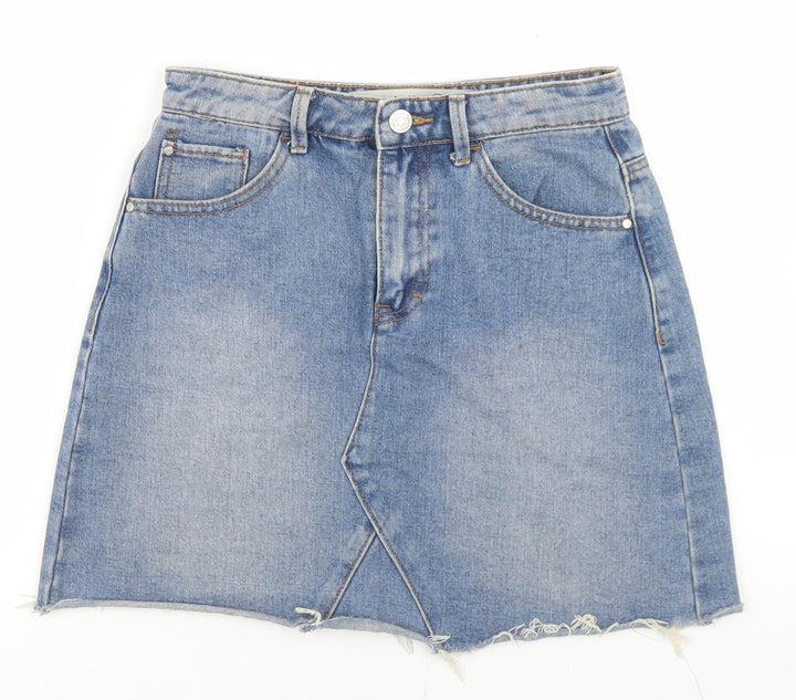 Denim Co Womens Blue Cotton A-Line Skirt Size 6 Button