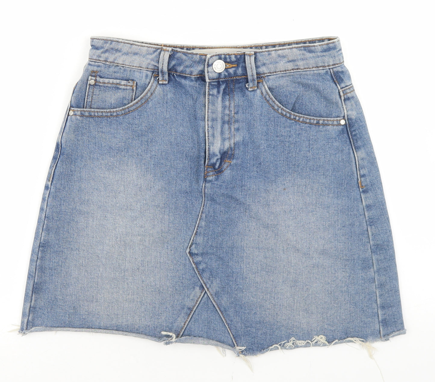 Denim Co Womens Blue  Cotton A-Line Skirt Size 6   Button