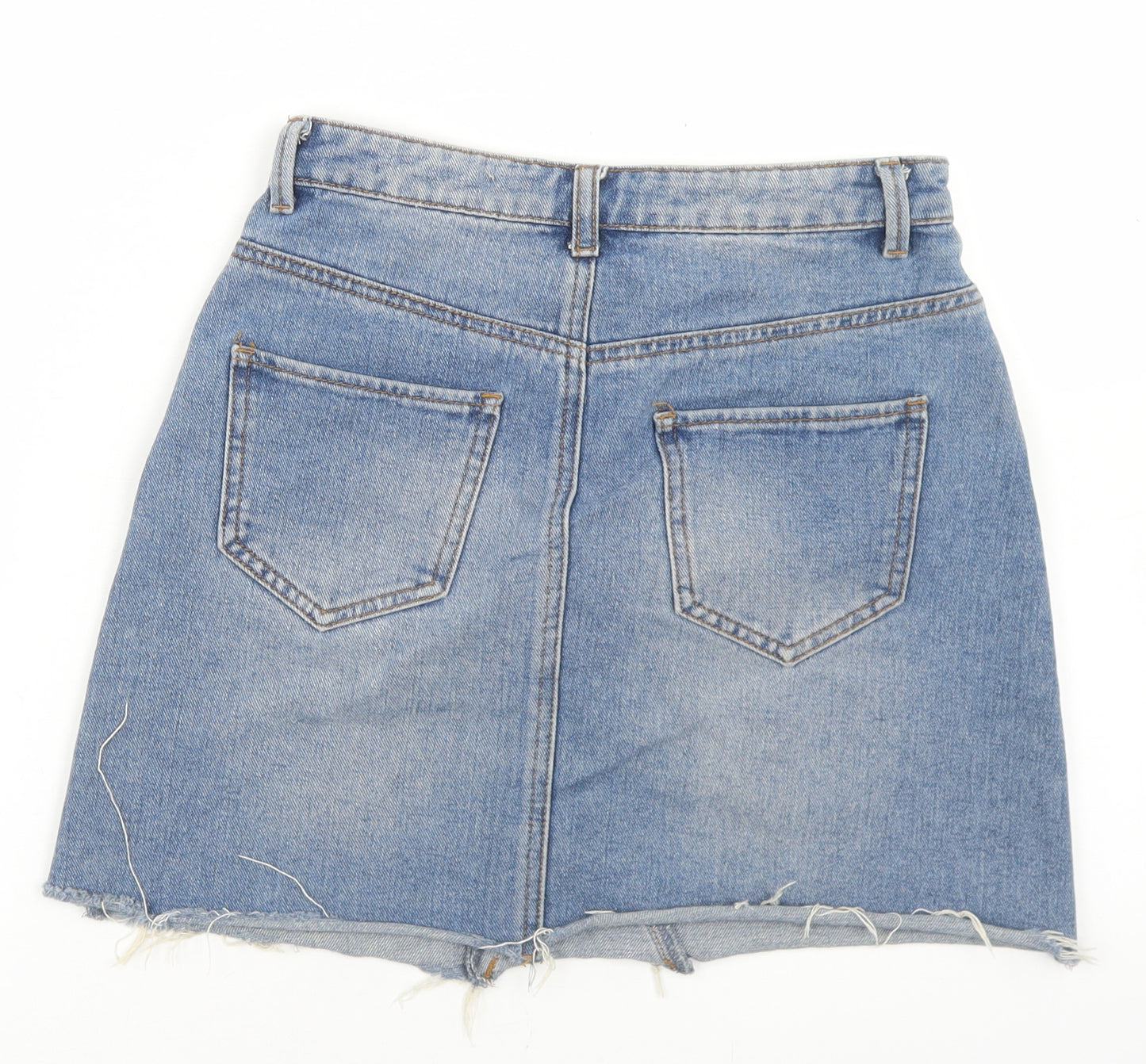 Denim Co Womens Blue  Cotton A-Line Skirt Size 6   Button