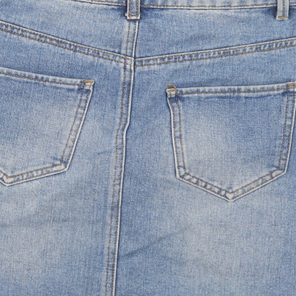 Denim Co Womens Blue  Cotton A-Line Skirt Size 6   Button