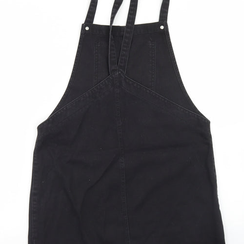 New Look Womens Black  Cotton Pinafore/Dungaree Dress  Size 10  Square Neck Button