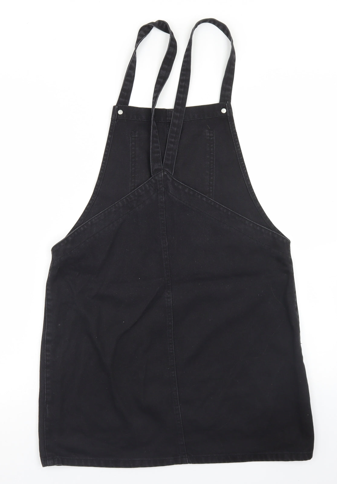 New Look Womens Black  Cotton Pinafore/Dungaree Dress  Size 10  Square Neck Button