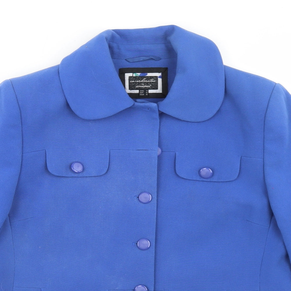 Atmosphere Womens Blue  Polyester Jacket Blazer Size 14