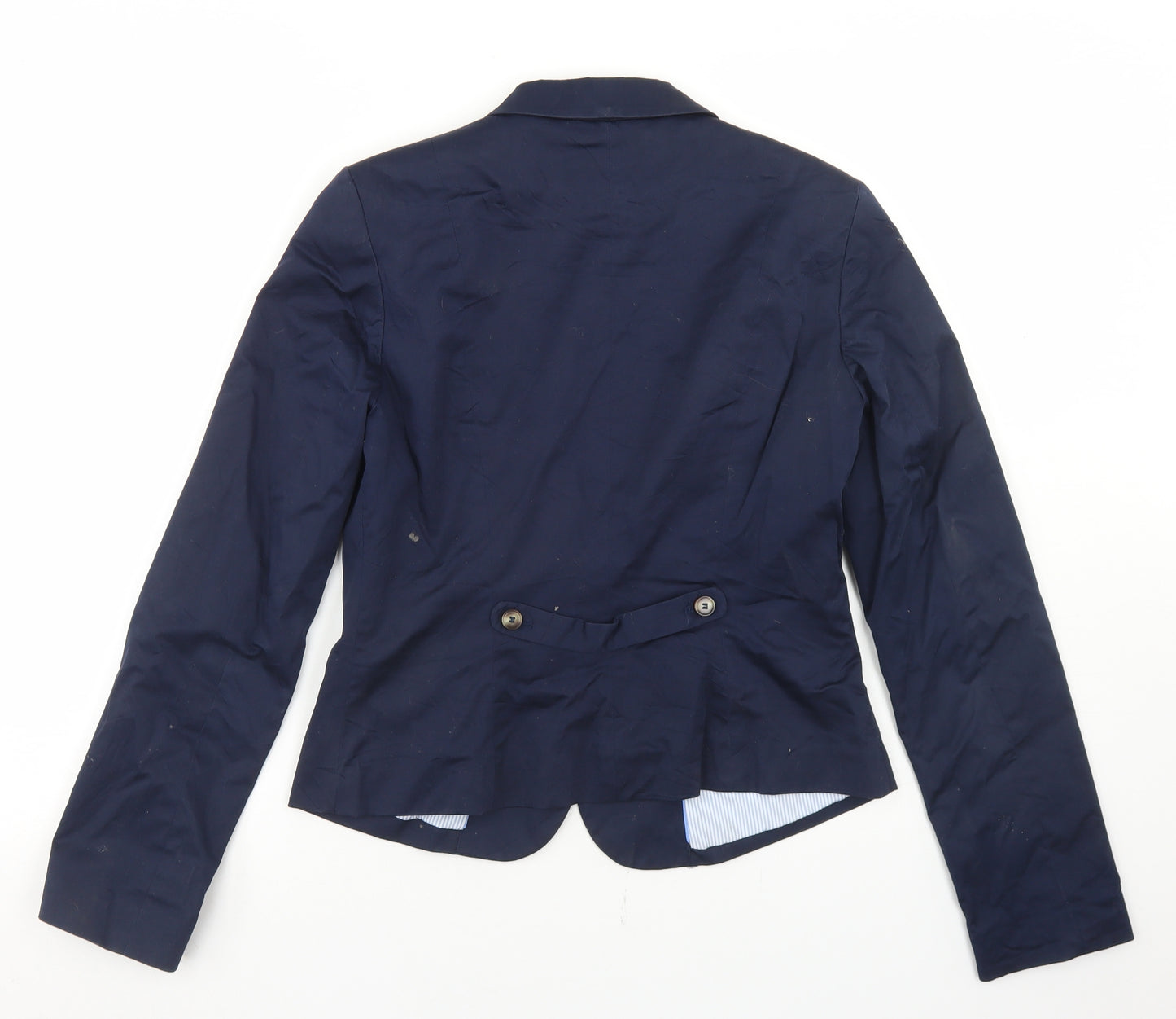 H&M Womens Blue  Cotton Jacket Blazer Size 10
