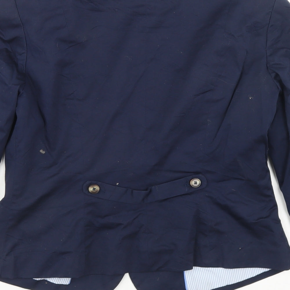 H&M Womens Blue  Cotton Jacket Blazer Size 10