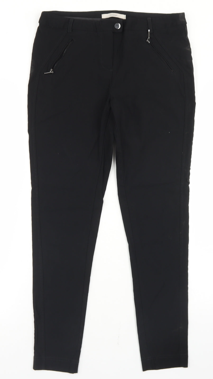 George Womens Black  Viscose Dress Pants Trousers Size 10 L26 in Regular Snap