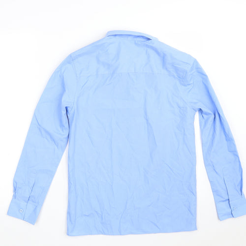 Marks and Spencer Boys Blue  Polyester Basic Button-Up Size 13-14 Years Collared Button - School Shirt