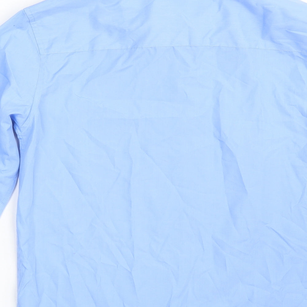Marks and Spencer Boys Blue  Polyester Basic Button-Up Size 13-14 Years Collared Button - School Shirt