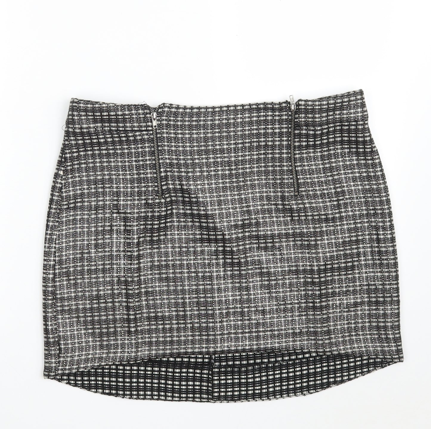 Topshop Womens Black  Acrylic Mini Skirt Size 14   Zip
