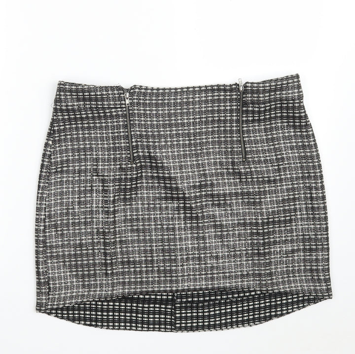 Topshop Womens Black  Acrylic Mini Skirt Size 14   Zip