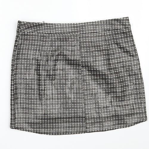Topshop Womens Black  Acrylic Mini Skirt Size 14   Zip