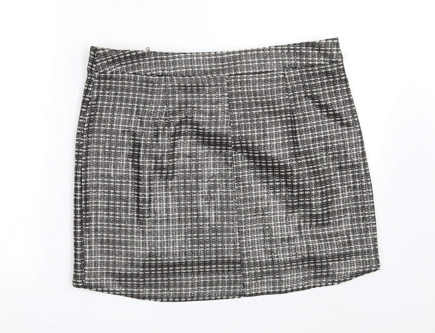 Topshop Womens Black  Acrylic Mini Skirt Size 14   Zip