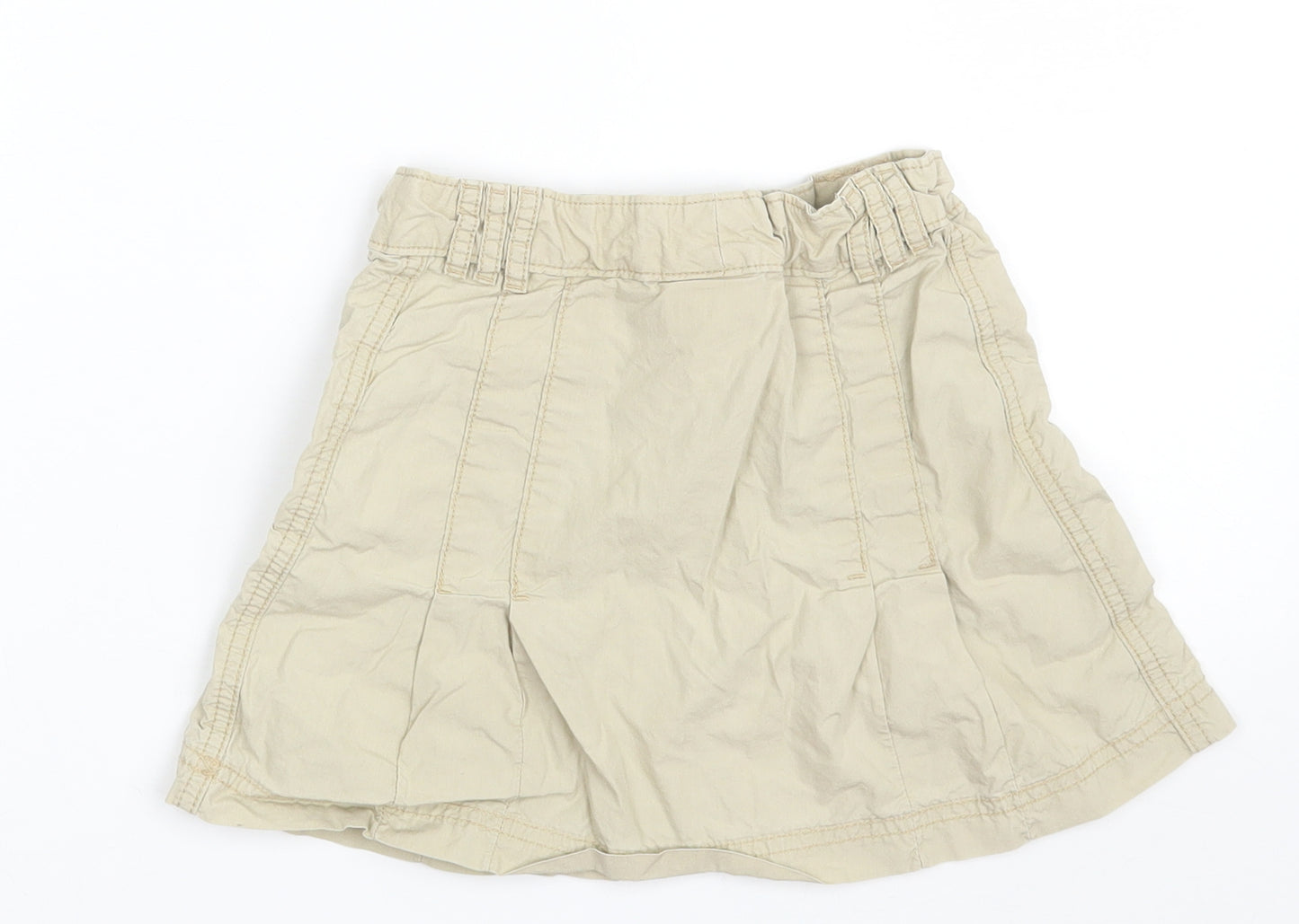 NEXT Girls Beige  100% Cotton Mini Skirt Size 5 Years  Regular Zip
