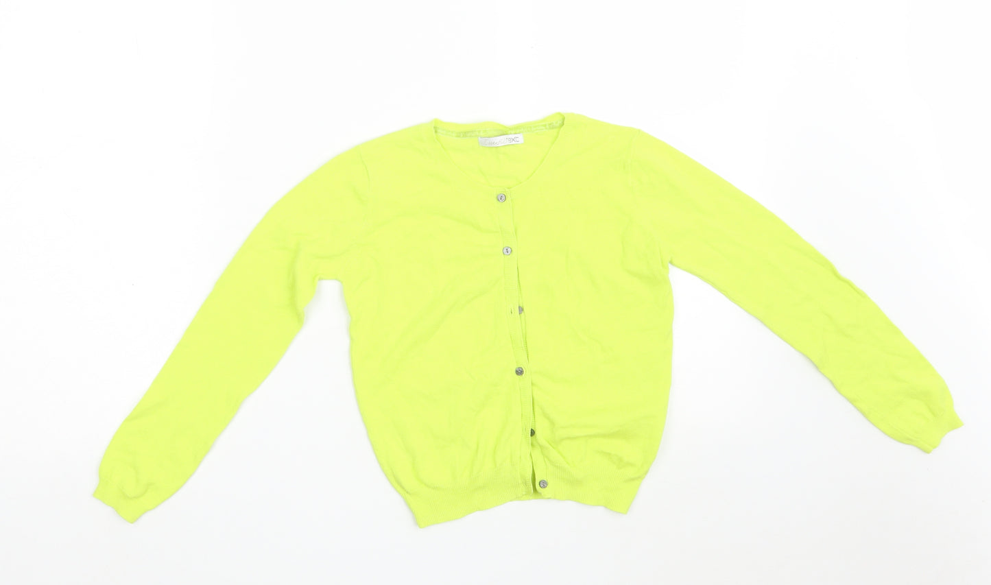 NEXT Girls Green Round Neck  Cotton Cardigan Jumper Size 7-8 Years  Button