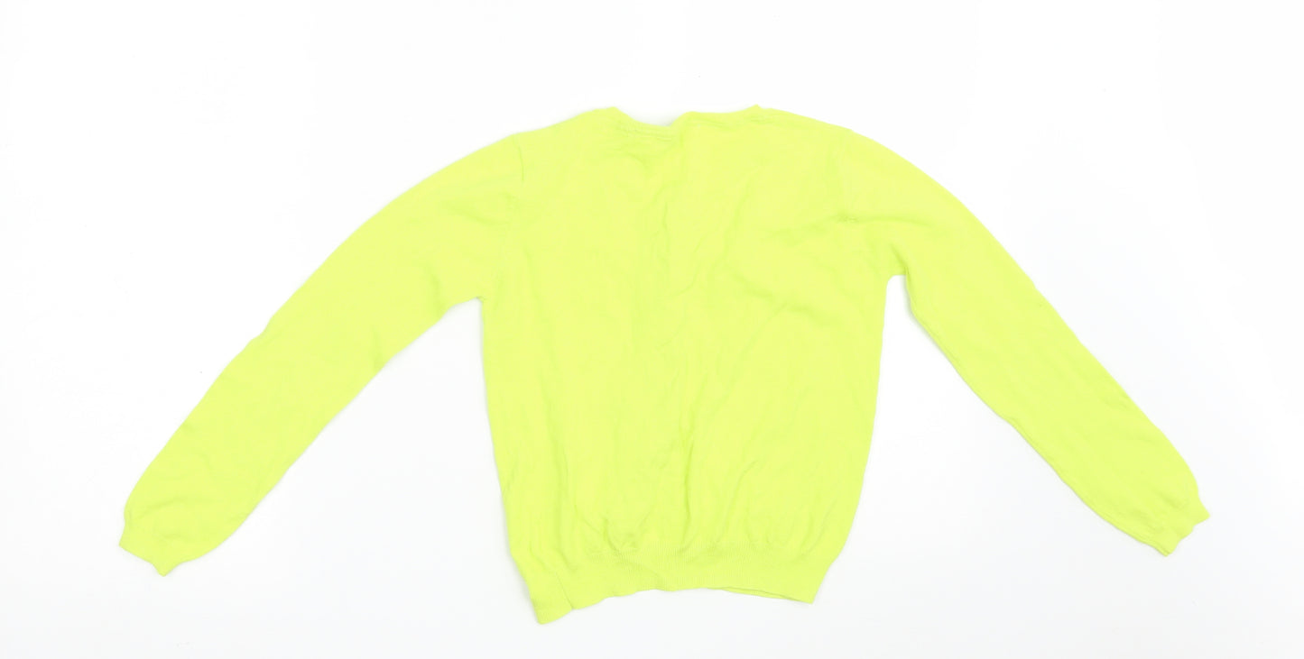 NEXT Girls Green Round Neck  Cotton Cardigan Jumper Size 7-8 Years  Button
