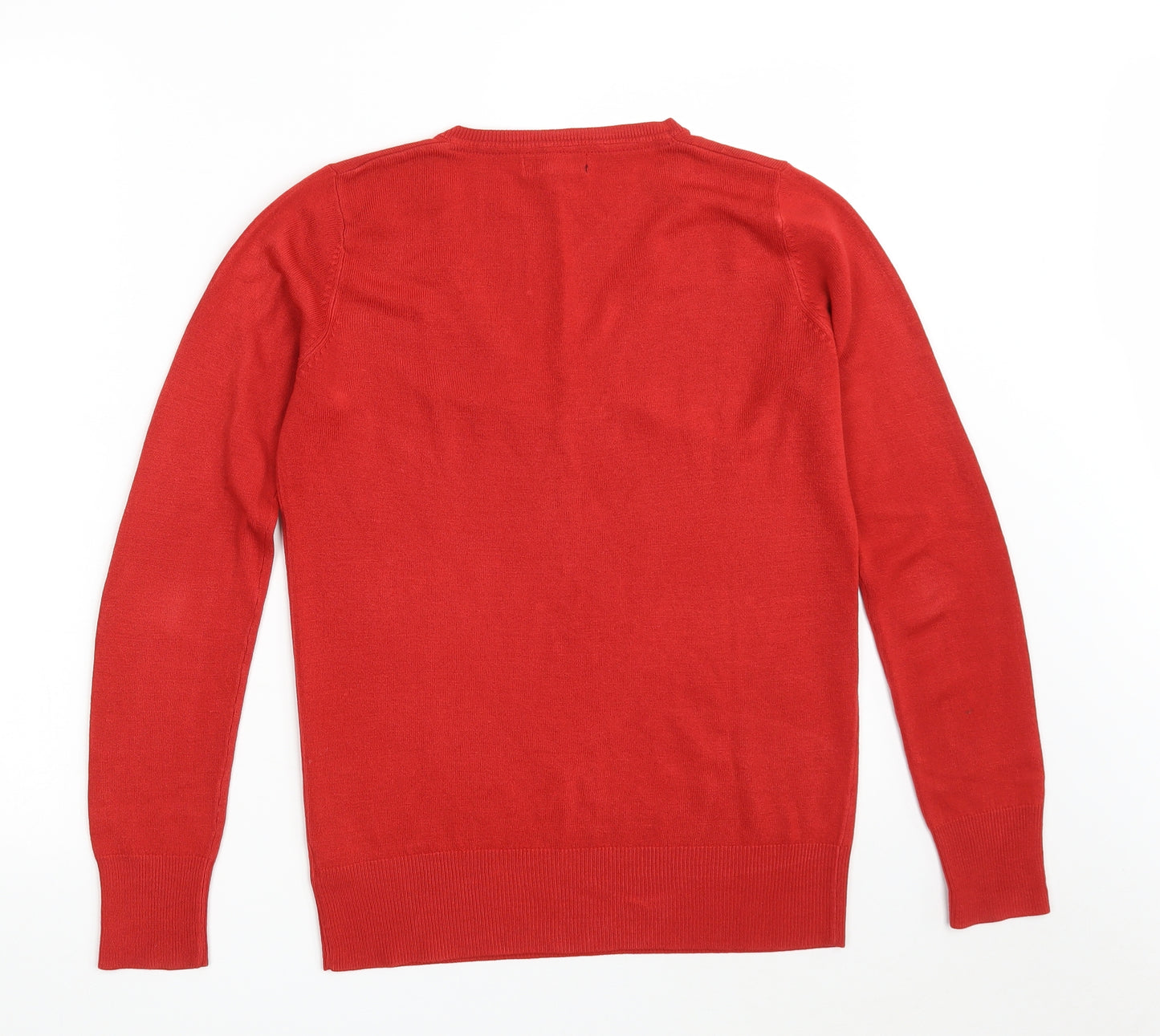 NEXT Womens Red V-Neck  Acrylic Pullover Jumper Size 8