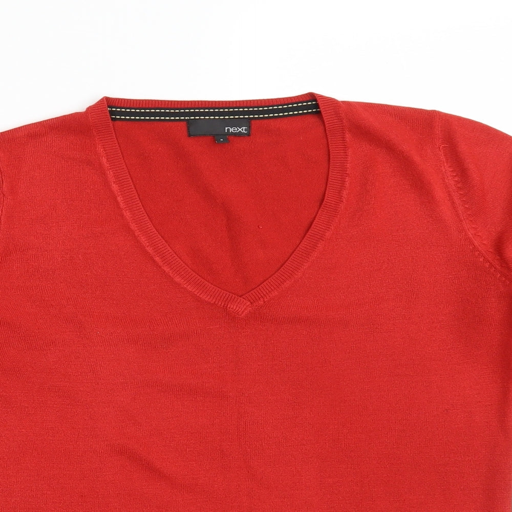 NEXT Womens Red V-Neck  Acrylic Pullover Jumper Size 8