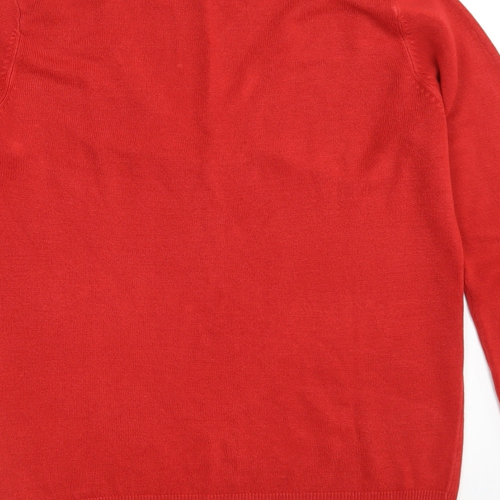 NEXT Womens Red V-Neck  Acrylic Pullover Jumper Size 8