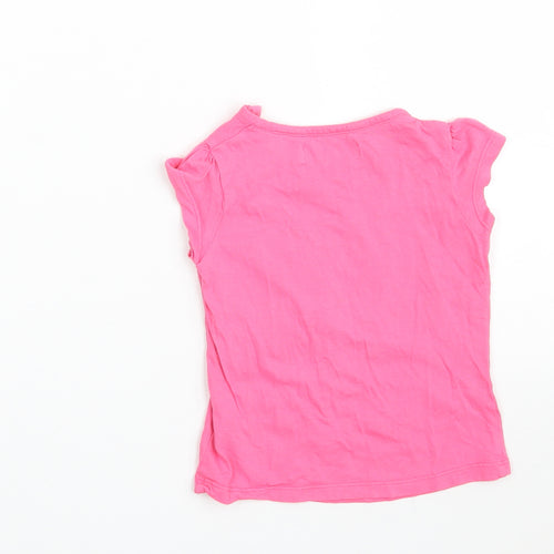 Marks and Spencer Girls Pink  100% Cotton Basic T-Shirt Size 18-24 Months Round Neck Button