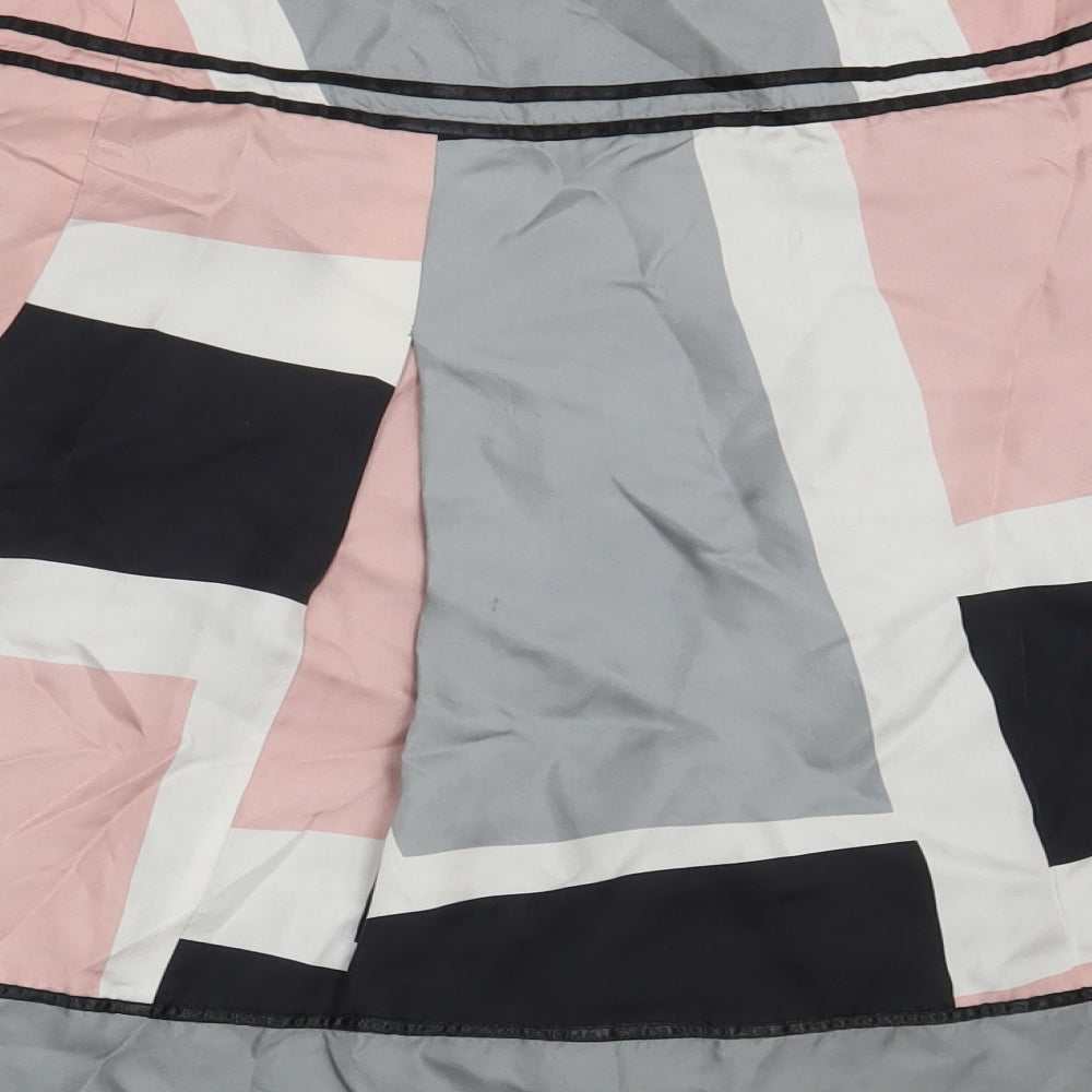 Oasis Womens Multicoloured Geometric Silk A-Line Skirt Size 8   Zip
