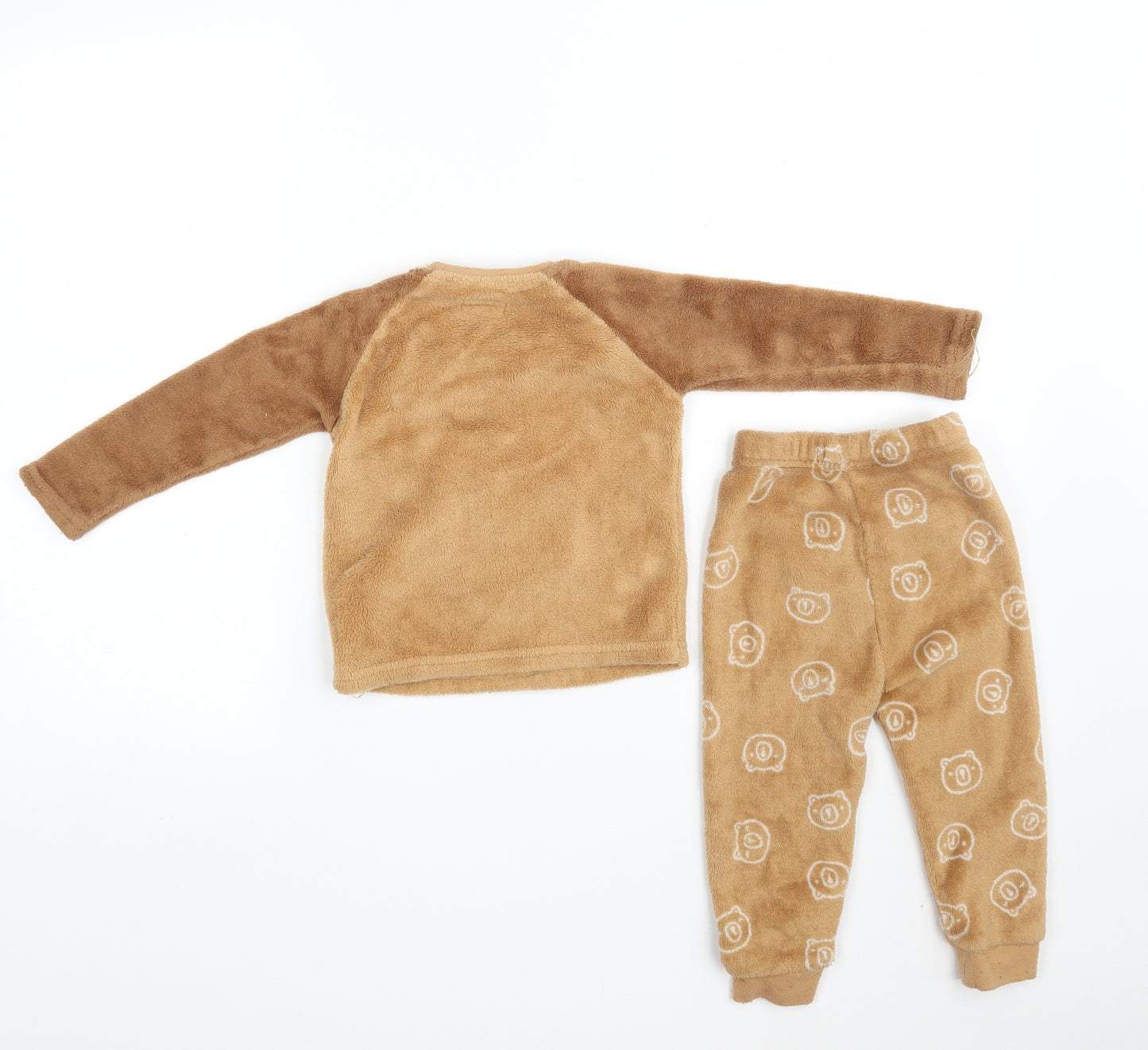 Primark Baby Brown Solid 100% Polyester Babydoll Pyjama Set Size 18-24 Months