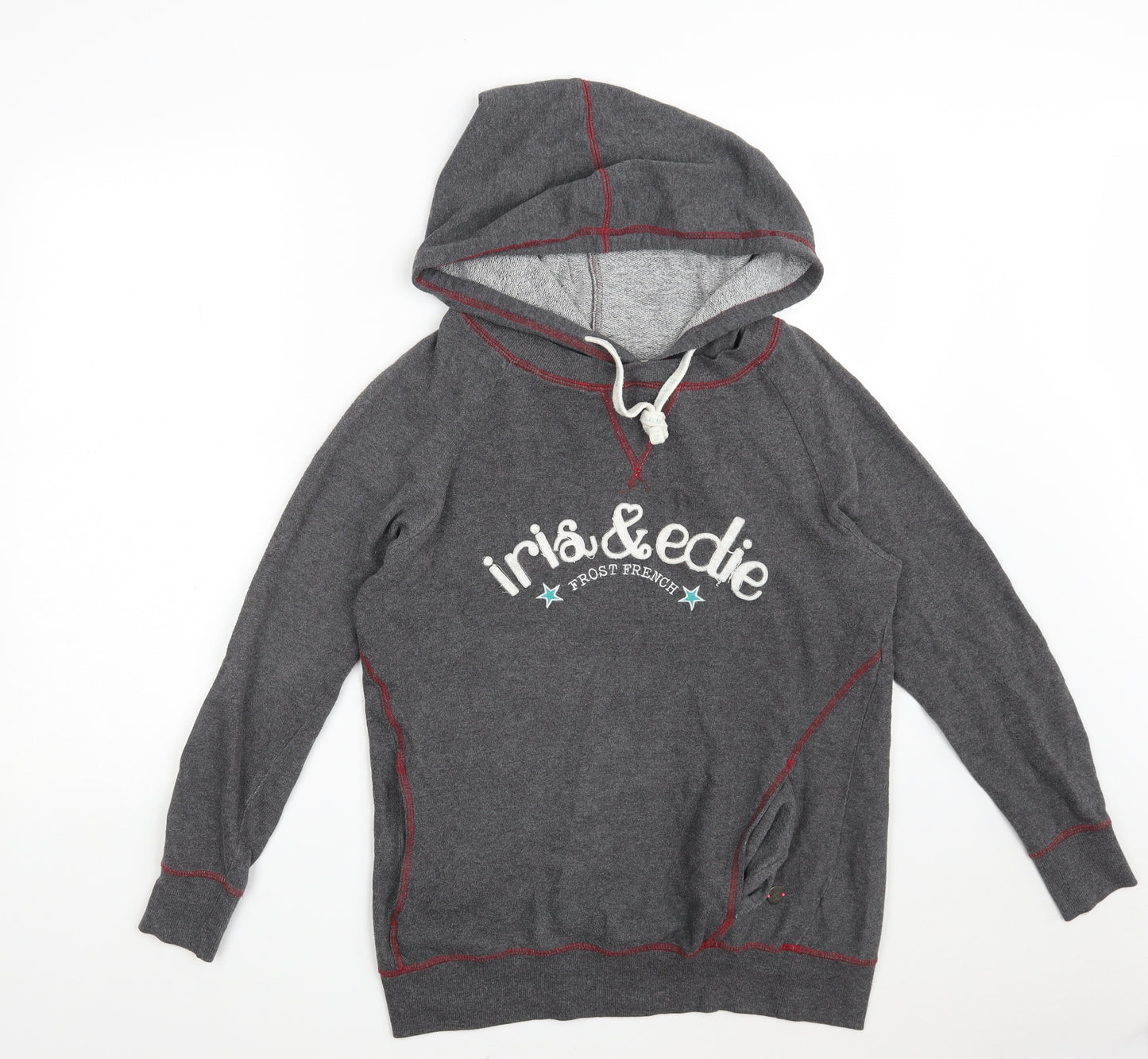 Iris & Edie Womens Grey  Cotton Pullover Hoodie Size 6   - Size 6-8