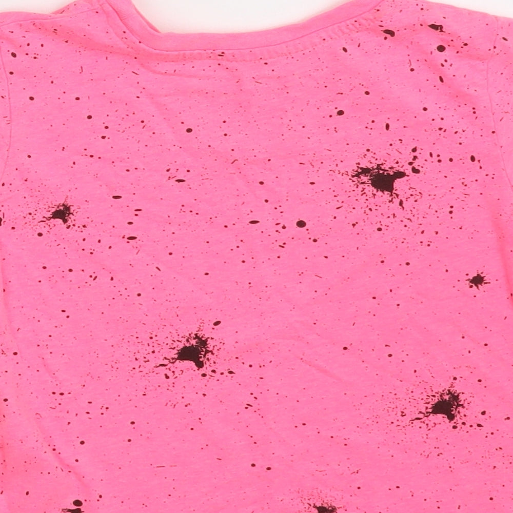 Primark Girls Pink Spotted Polyester Pullover T-Shirt Size 3-4 Years Round Neck