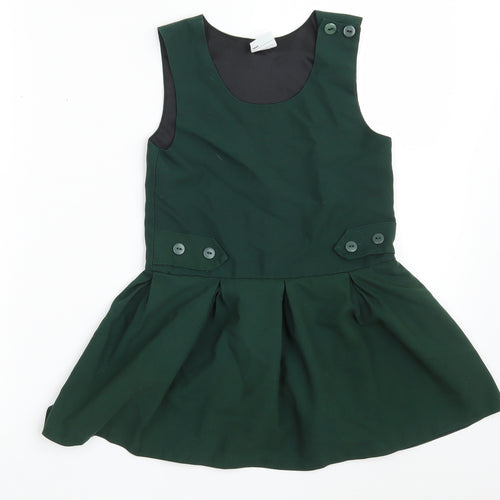 Banner Girls Green  Polyester A-Line  Size 5-6 Years  Scoop Neck Button