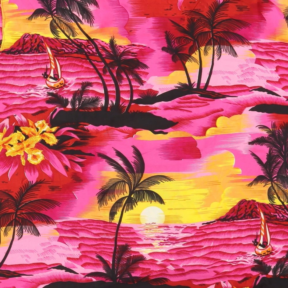 Don Amigo Mens Multicoloured Floral Polyester  Button-Up Size L Collared Button