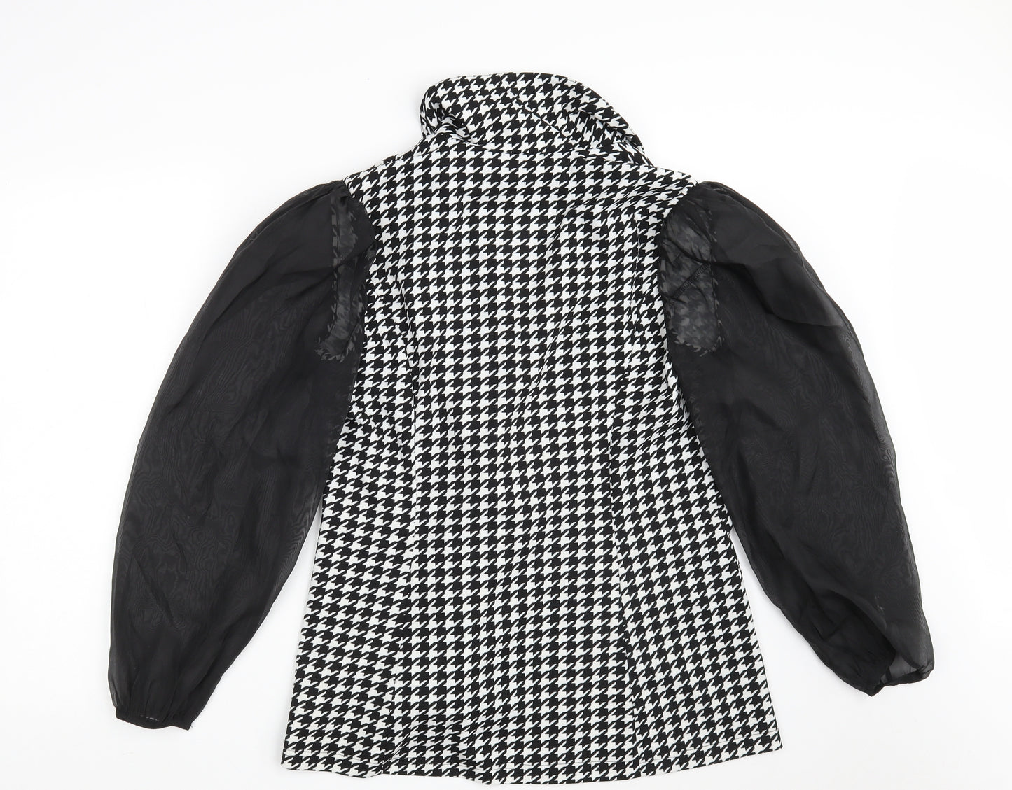 SheIn Womens Black Houndstooth  Jacket Blazer Size M  Button