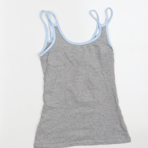 Primark Womens Grey  Cotton Camisole Tank Size 6 Round Neck - Loungewear - CAT NAPS AND SNACKS