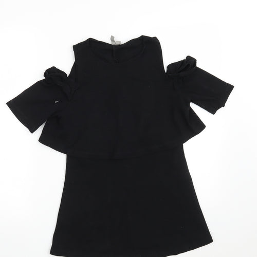 ASOS Womens Black  Cotton T-Shirt Dress  Size 8  Scoop Neck