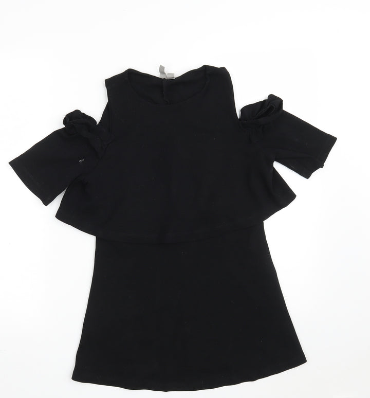ASOS Womens Black  Cotton T-Shirt Dress  Size 8  Scoop Neck