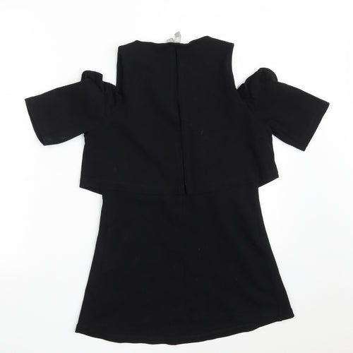 ASOS Womens Black  Cotton T-Shirt Dress  Size 8  Scoop Neck