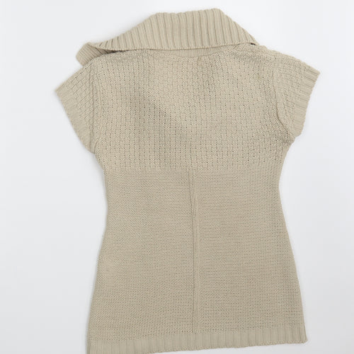 Jane Norman Womens Beige Collared  Acrylic Pullover Jumper Size 14