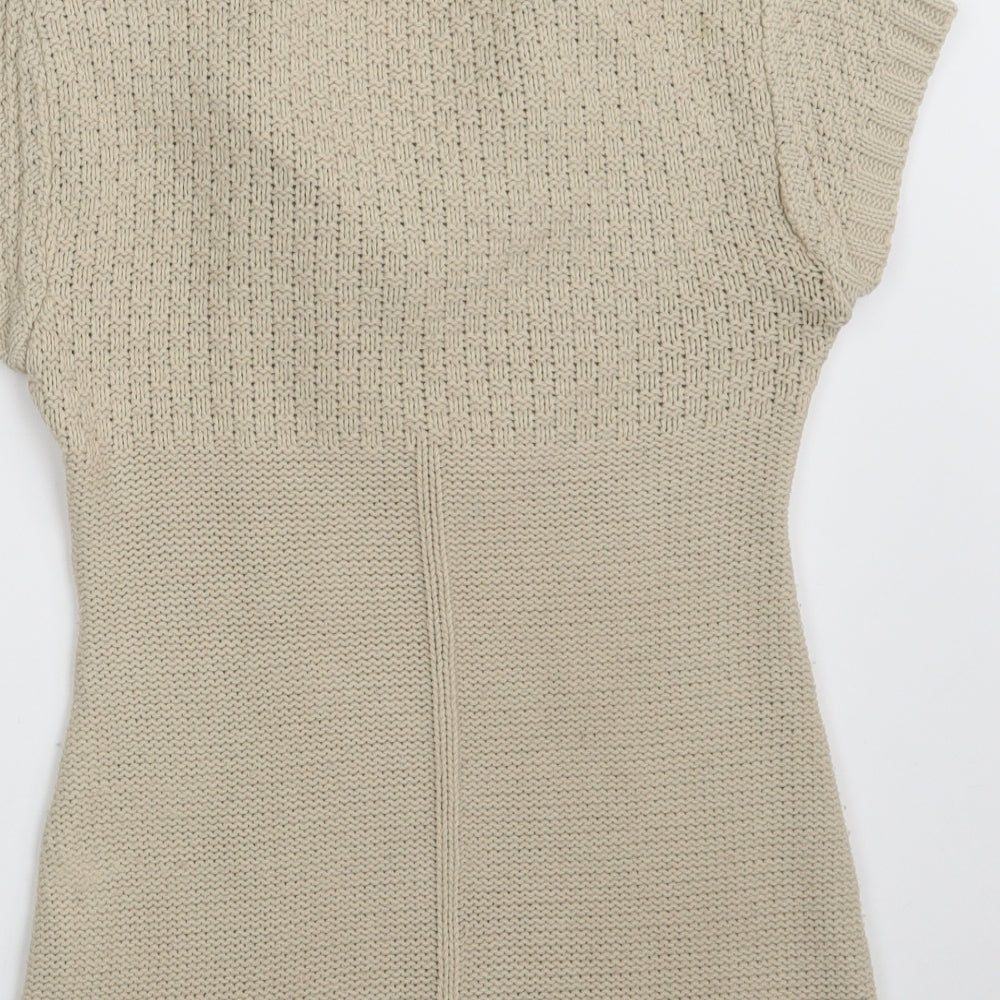 Jane Norman Womens Beige Collared  Acrylic Pullover Jumper Size 14