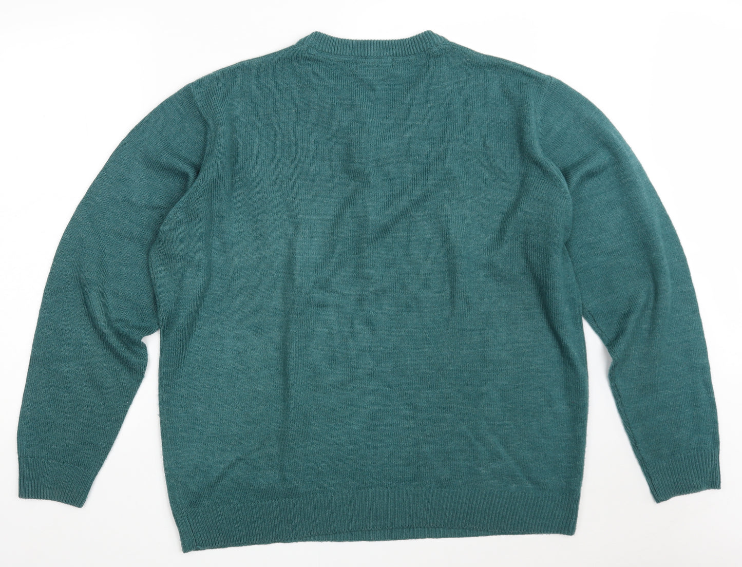 JAMES PRINGLE Mens Green V-Neck  Acrylic Pullover Jumper Size 2XL