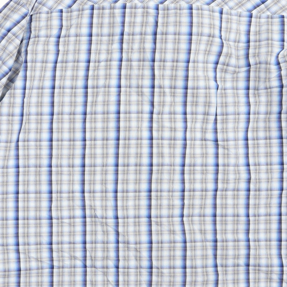 Ben Sherman Mens Blue Check 100% Cotton  Dress Shirt Size XL Collared Button