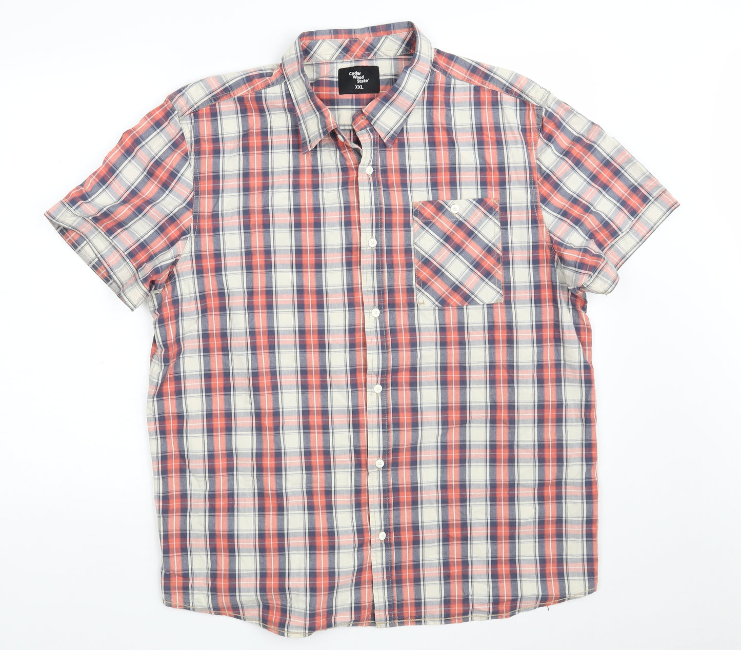 Cedar Wood State Mens Multicoloured Check Cotton  Button-Up Size 2XL Collared Button