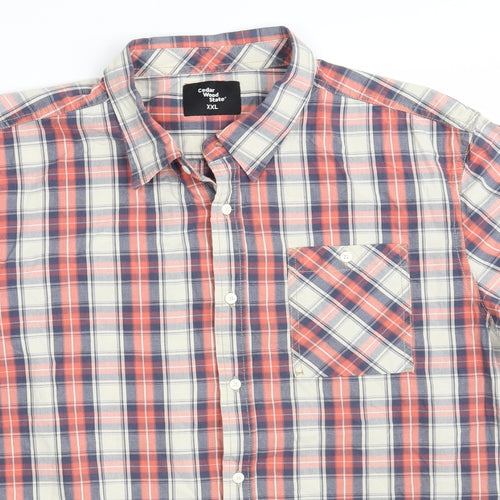 Cedar Wood State Mens Multicoloured Check Cotton  Button-Up Size 2XL Collared Button