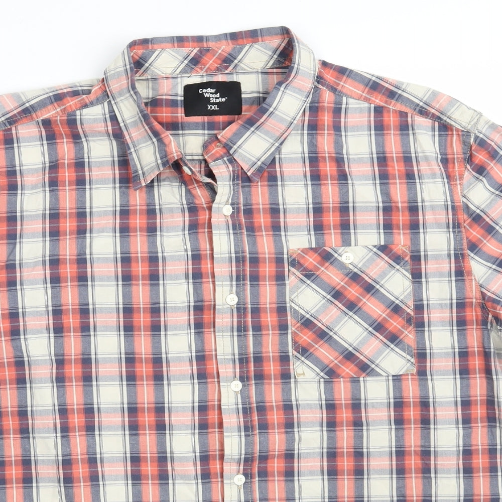 Cedar Wood State Mens Multicoloured Check Cotton  Button-Up Size 2XL Collared Button