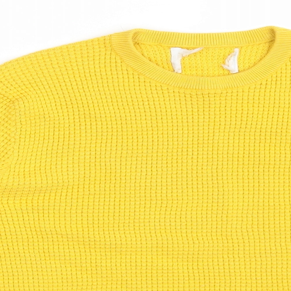 Zara Knit Womens Yellow Round Neck  Acrylic Pullover Jumper Size M