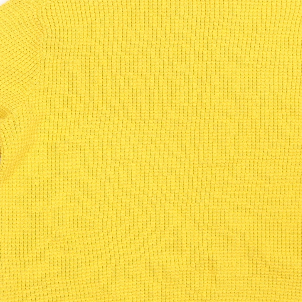 Zara Knit Womens Yellow Round Neck  Acrylic Pullover Jumper Size M