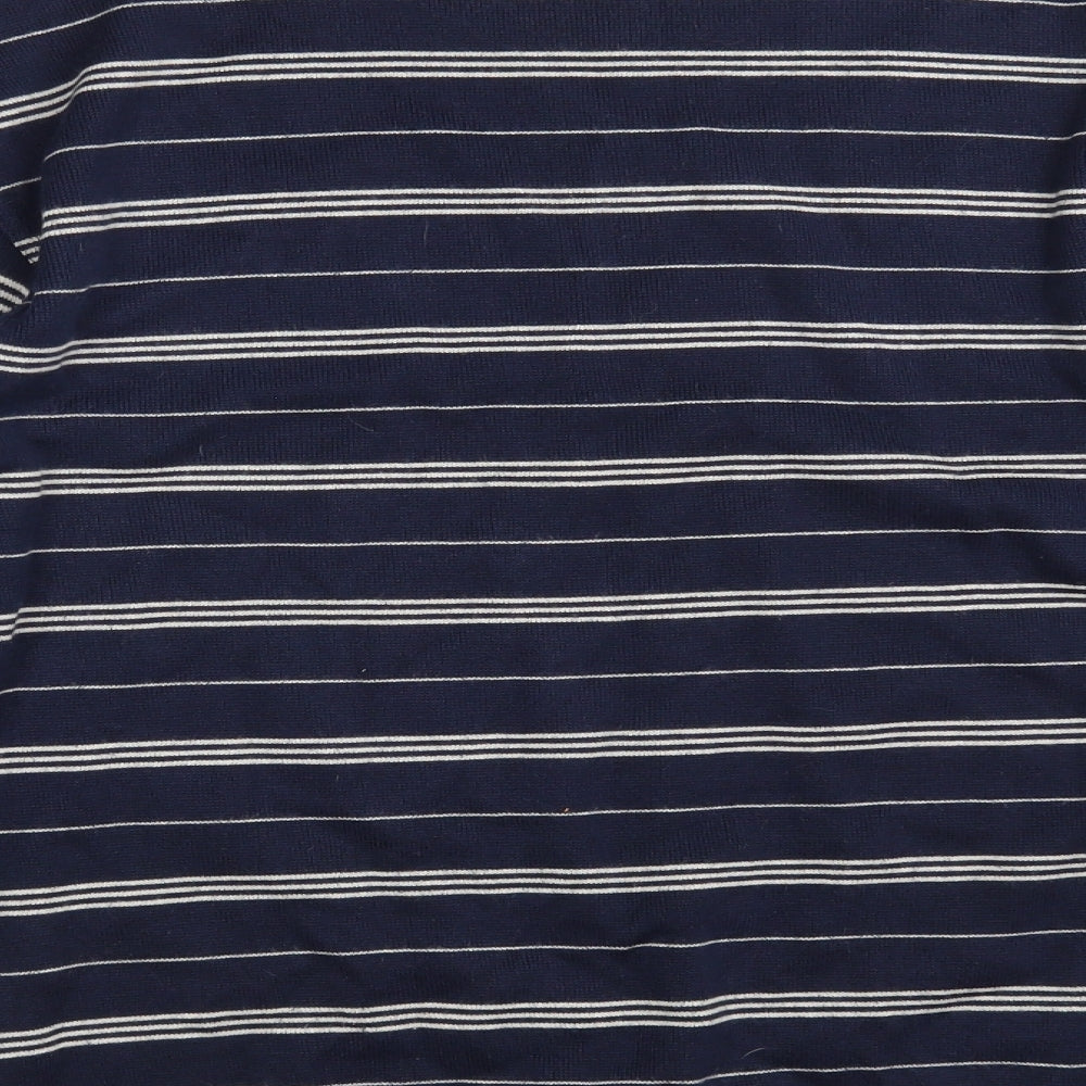 Marks and Spencer Mens Blue Crew Neck Striped Cotton Pullover Jumper Size M