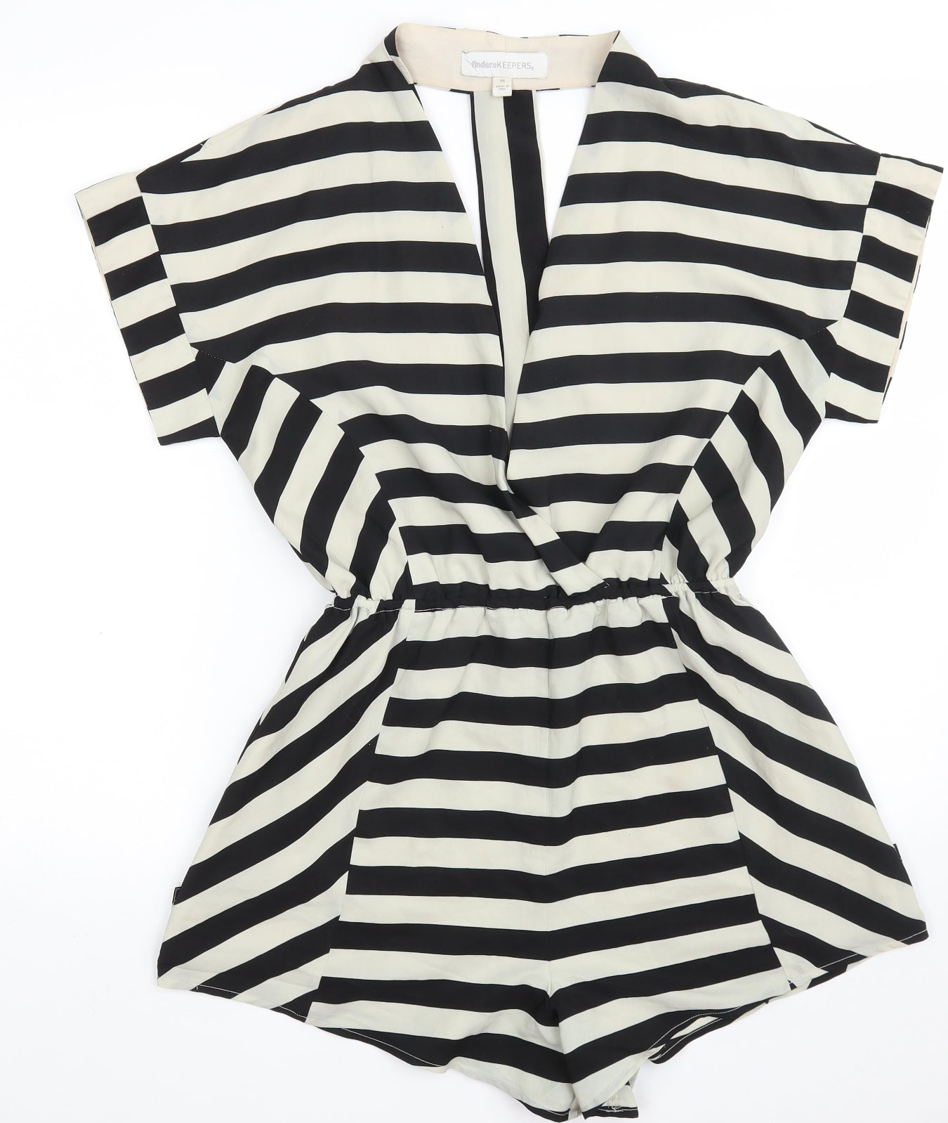 Finders Keepers Womens Black Striped 100% Polyester Playsuit One-Piece Size M